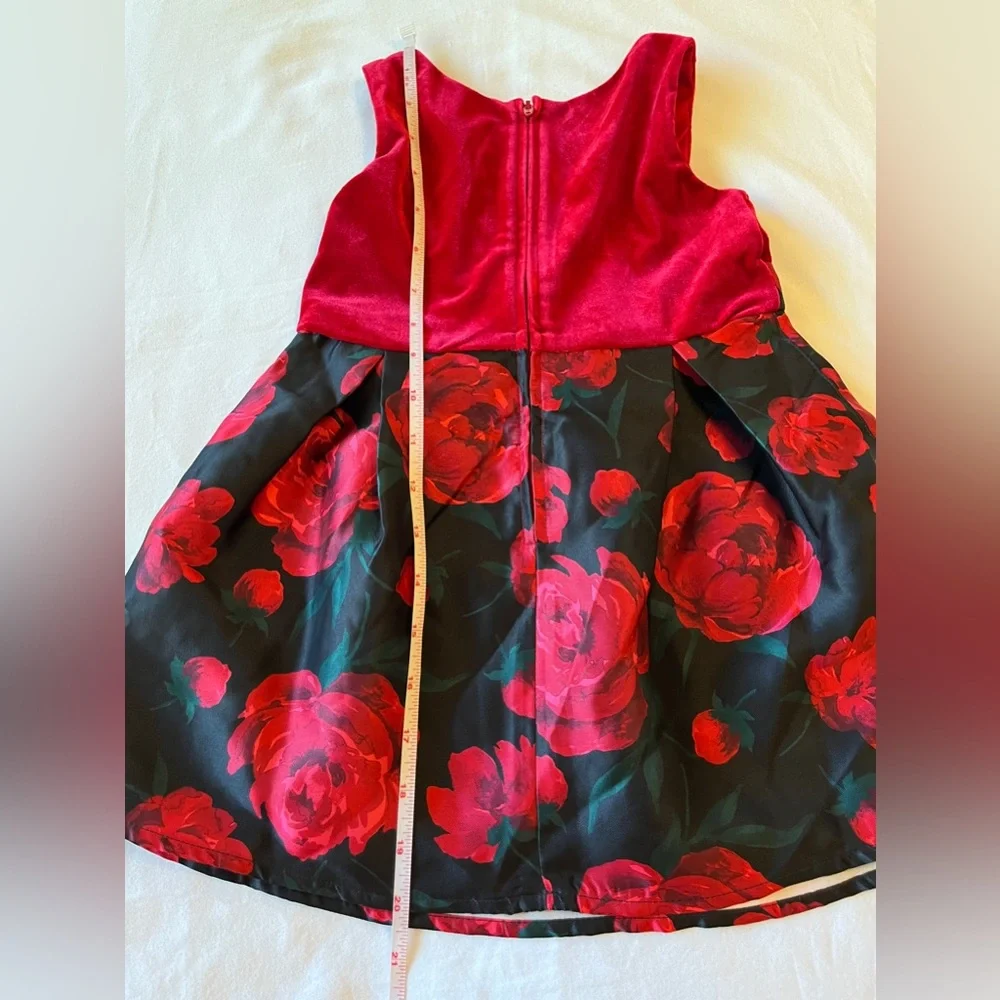 The Children’s Place Toddler Girls Floral Velour Party Dress Red Size 3T NWT